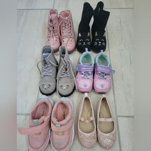 6 pairs of sz 8 Toddler Girl Shoes
